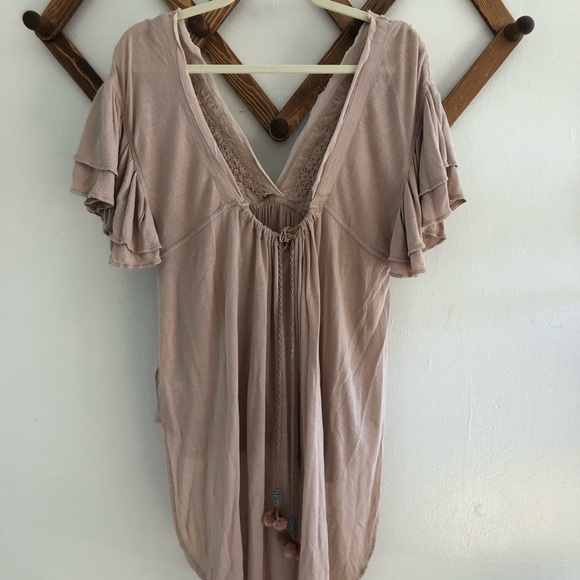 Free People “Fiesta Nueva” Embroidered Top Sand SM - Picture 4 of 6